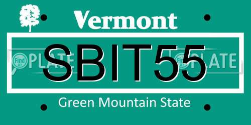 SBIT55 Vermont License Plate