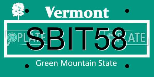 SBIT58 Vermont License Plate