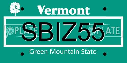 SBIZ55 Vermont License Plate