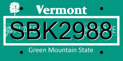 SBK2988 Vermont License Plate