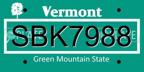 SBK7988 Vermont License Plate