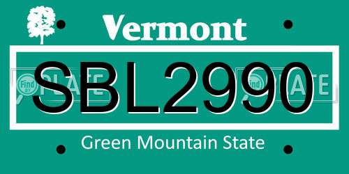 SBL2990 Vermont License Plate
