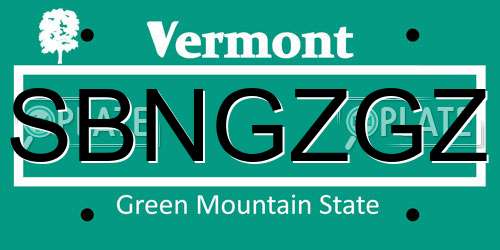 SBNGZGZ Vermont License Plate