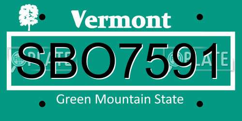SBO7591 Vermont License Plate