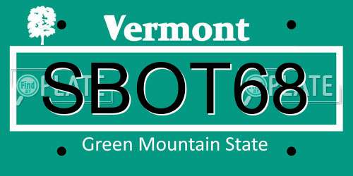 SBOT68 Vermont License Plate