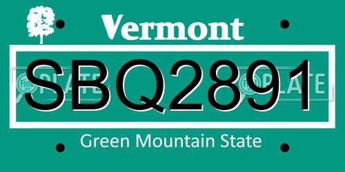 SBQ2891 Vermont License Plate