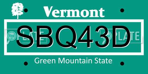 SBQ43D Vermont License Plate