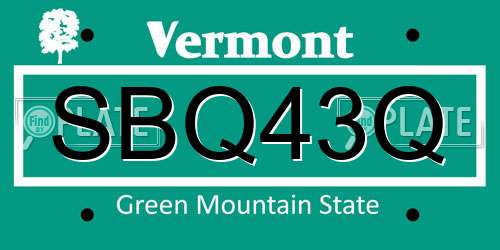 SBQ43Q Vermont License Plate