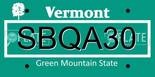 SBQA30 Vermont License Plate