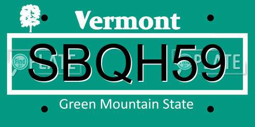 SBQH59 Vermont License Plate