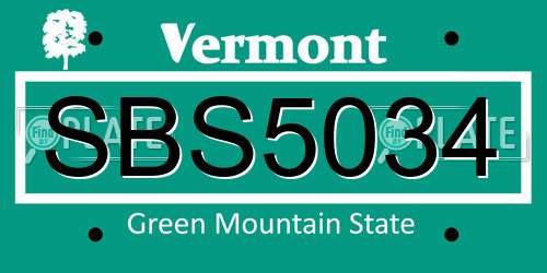 SBS5034 Vermont License Plate