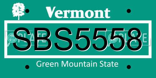 SBS5558 Vermont License Plate
