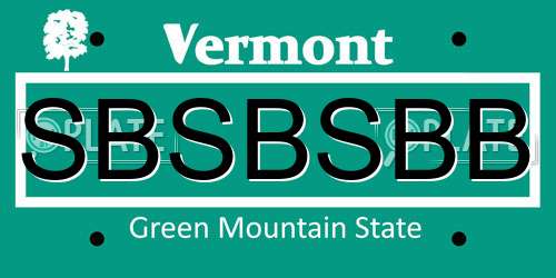 SBSBSBB Vermont License Plate