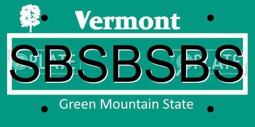 SBSBSBS Vermont License Plate