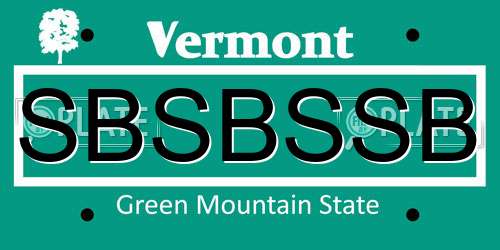 SBSBSSB Vermont License Plate