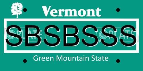 SBSBSSS Vermont License Plate