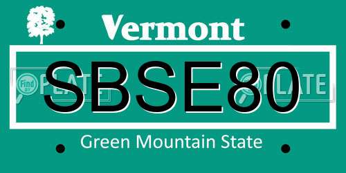 SBSE80 Vermont License Plate