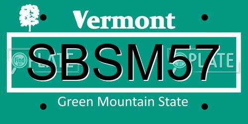 SBSM57 Vermont License Plate