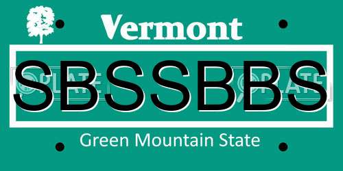 SBSSBBS Vermont License Plate