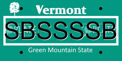 SBSSSSB Vermont License Plate