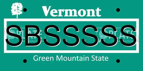 SBSSSSS Vermont License Plate
