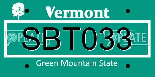 SBT033 Vermont License Plate