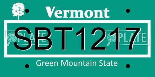SBT1217 Vermont License Plate