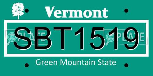 SBT1519 Vermont License Plate