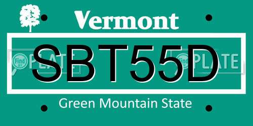 SBT55D Vermont License Plate