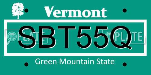 SBT55Q Vermont License Plate