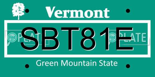SBT81E Vermont License Plate