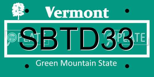 SBTD33 Vermont License Plate
