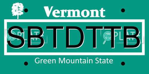 SBTDTTB Vermont License Plate