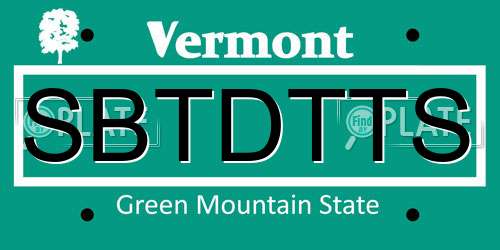 SBTDTTS Vermont License Plate