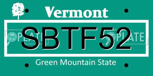 SBTF52 Vermont License Plate
