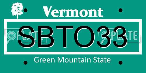 SBTO33 Vermont License Plate