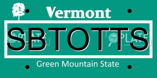 SBTOTTS Vermont License Plate