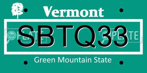 SBTQ33 Vermont License Plate