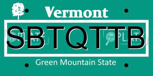 SBTQTTB Vermont License Plate