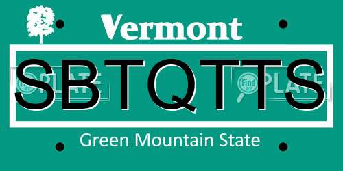 SBTQTTS Vermont License Plate