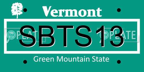 SBTS13 Vermont License Plate