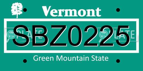 SBZ0225 Vermont License Plate