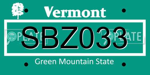SBZ033 Vermont License Plate