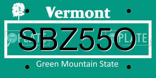 SBZ55O Vermont License Plate