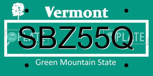 SBZ55Q Vermont License Plate