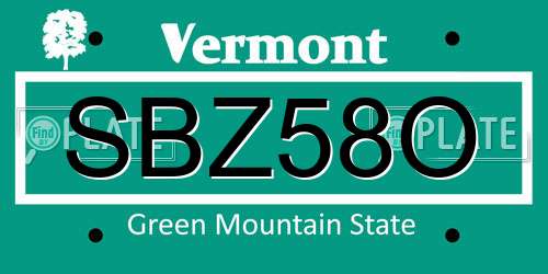 SBZ58O Vermont License Plate