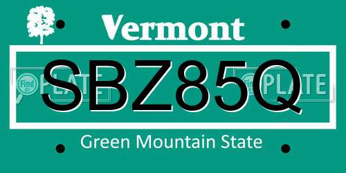SBZ85Q Vermont License Plate