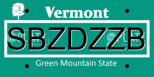 SBZDZZB Vermont License Plate