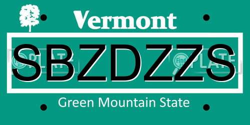 SBZDZZS Vermont License Plate