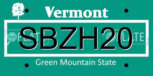 SBZH20 Vermont License Plate